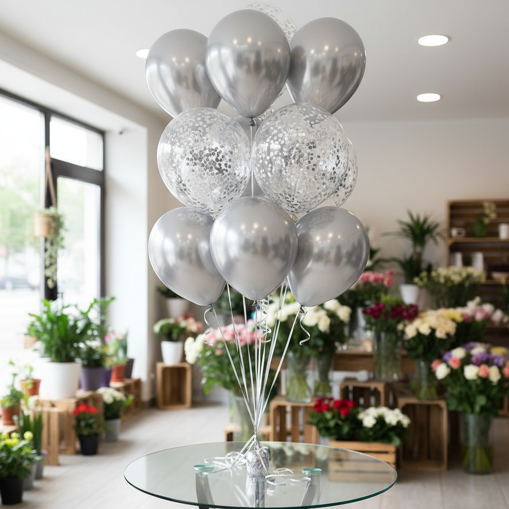 Набор из 15 серебряных воздушных шаров