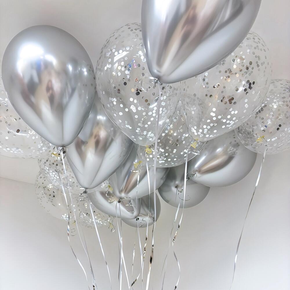 Набор из 15 серебряных воздушных шаров