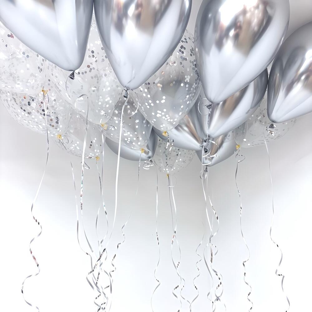 Набор из 15 серебряных воздушных шаров