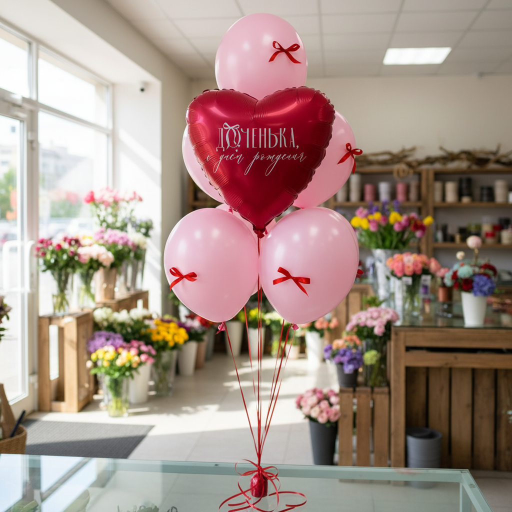 Воздушные шарики для дочери, латексные шарики с бантиками на день рождения, надутые гелием.