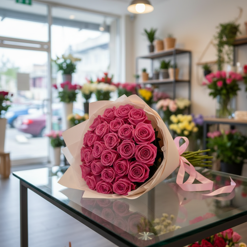 Букет из 19 розовых роз